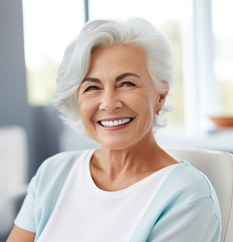 dental patient smiling brightly after their wendell falls dental implant procedure